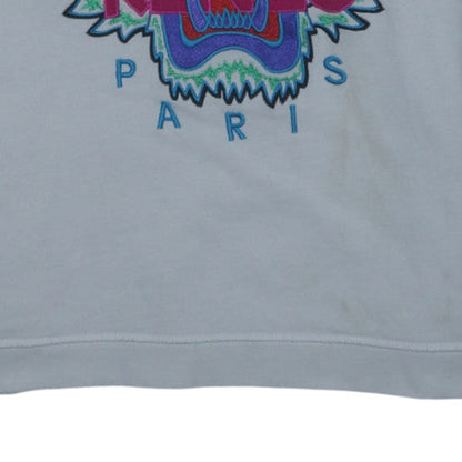 Kenzo Paris Womens White XL Pullover Sweatshirt Tiger Embroidered Cotton