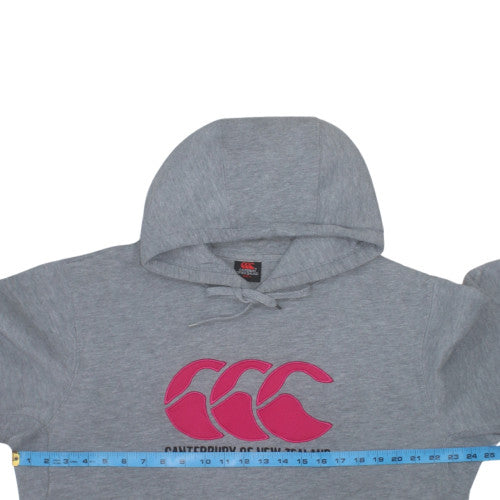 Canterbury Mens Grey Pullover Hoodie L Rugby Sports Logo Fleece