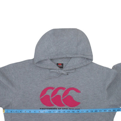 Canterbury Mens Grey Pullover Hoodie L Rugby Sports Logo Fleece