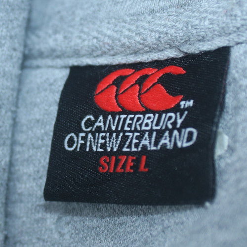 Canterbury Mens Grey Pullover Hoodie L Rugby Sports Logo Fleece