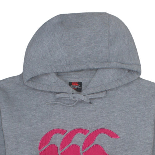 Canterbury Mens Grey Pullover Hoodie L Rugby Sports Logo Fleece