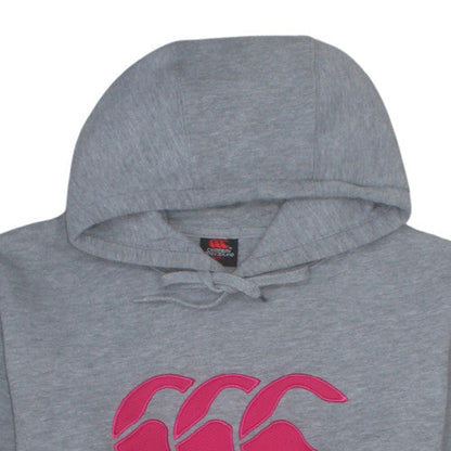 Canterbury Mens Grey Pullover Hoodie L Rugby Sports Logo Fleece