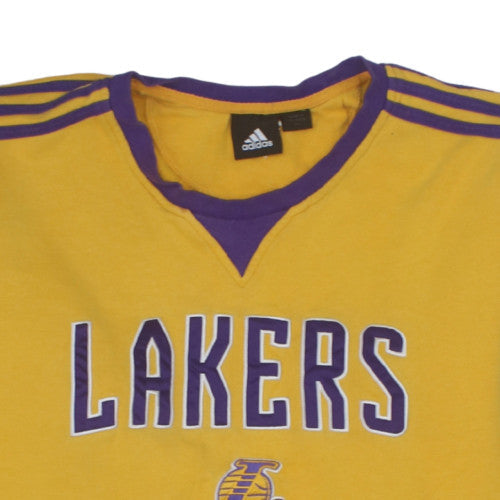 Adidas Men’s Yellow Lakers Pullover Sweatshirt XL Logo Sportswear