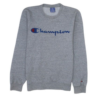 Champion Men's Grey Crew Neck Logo Sweatshirt Size S