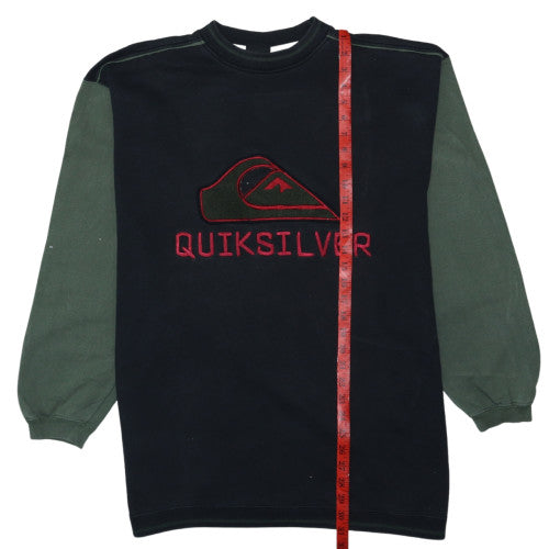 Quiksilver Mens Black Green Embroidered Logo Sweatshirt L