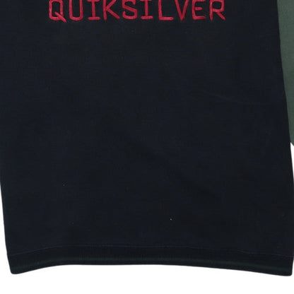 Quiksilver Mens Black Green Embroidered Logo Sweatshirt L