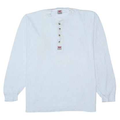 Levi's Men's White Henley Long Sleeve Vintage Cotton Sweatshirt M