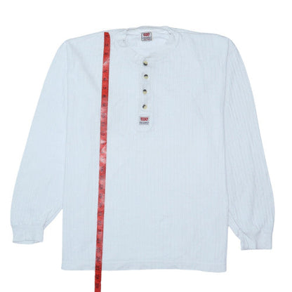 Levi's Men's White Henley Long Sleeve Vintage Cotton Sweatshirt M