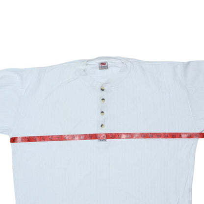 Levi's Men's White Henley Long Sleeve Vintage Cotton Sweatshirt M