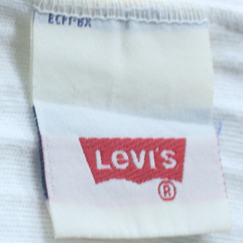 Levi's Men's White Henley Long Sleeve Vintage Cotton Sweatshirt M