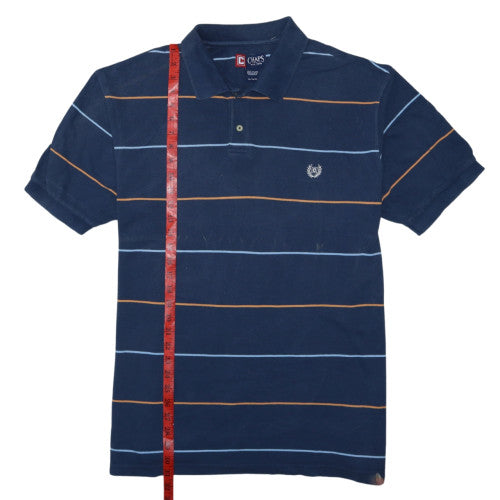 Chaps Men's Navy Blue Striped Cotton Polo Shirt XL Classic Fit