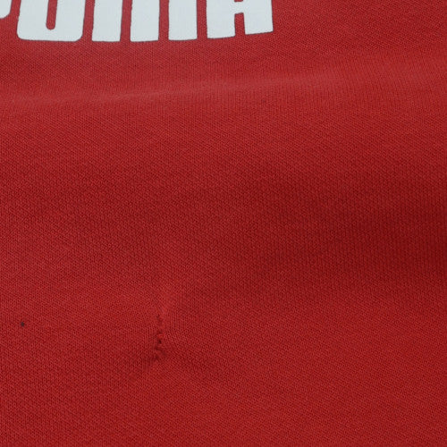 Puma Men's Red Full Zip Hoodie L Logo Sports Fleece Sweatshirt