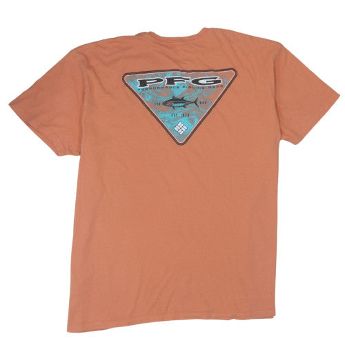 Columbia Men’s Orange Cotton PFG Graphic T-Shirt 2XL Regular Fit