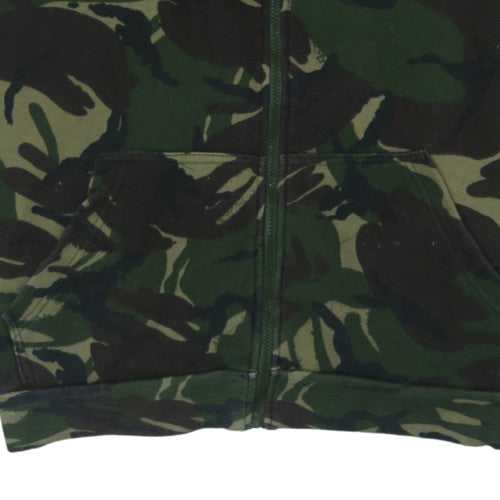 DW Mens Green Camouflage Full Zip Fleece Hoodie 2XL