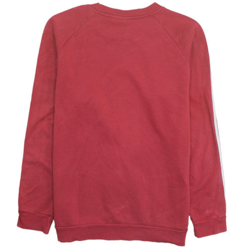 adidas Men's Red Crew Neck 3-Stripes Pullover Sweatshirt M