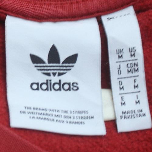 adidas Men's Red Crew Neck 3-Stripes Pullover Sweatshirt M