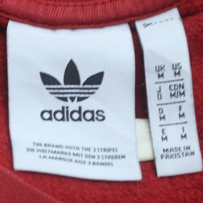 adidas Men's Red Crew Neck 3-Stripes Pullover Sweatshirt M