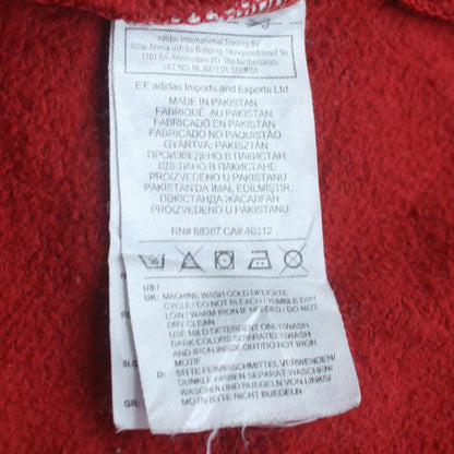 adidas Men's Red Crew Neck 3-Stripes Pullover Sweatshirt M
