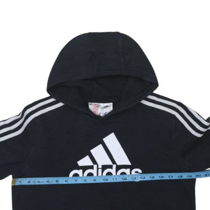 Adidas Boys Black 13-14 Years Pullover Hoodie with Logo Detail
