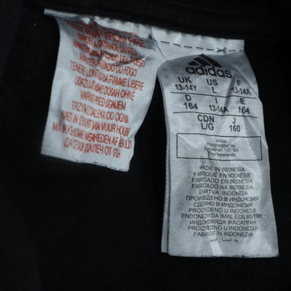Adidas Boys Black 13-14 Years Pullover Hoodie with Logo Detail