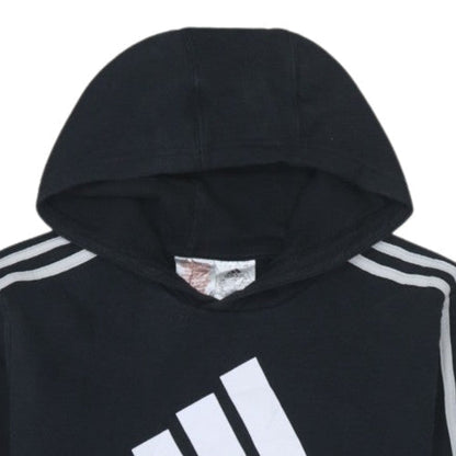 Adidas Boys Black 13-14 Years Pullover Hoodie with Logo Detail