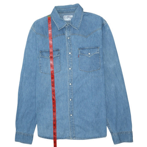 Levi Strauss Women's Blue Denim Western Button-Up Shirt Size L
