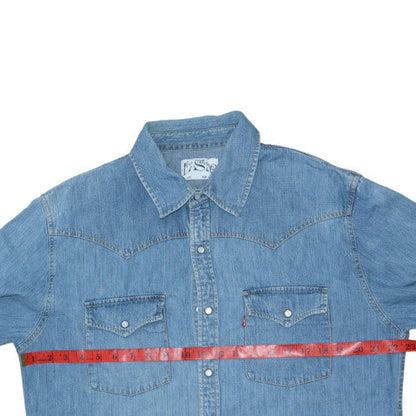Levi Strauss Women's Blue Denim Western Button-Up Shirt Size L