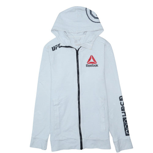 Reebok Men’s White Full Zip UFC Hoodie Size S Lightweight Sportswear