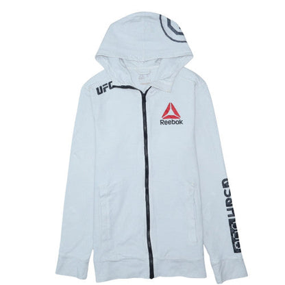 Reebok Men’s White Full Zip UFC Hoodie Size S Lightweight Sportswear