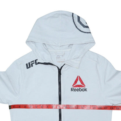 Reebok Men’s White Full Zip UFC Hoodie Size S Lightweight Sportswear