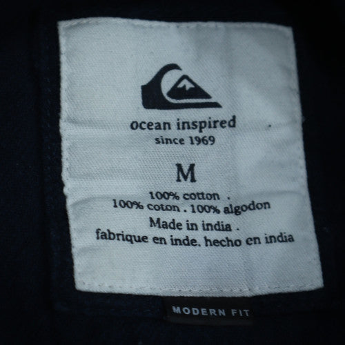 Quiksilver Men's Blue Cotton Short Sleeve Button-Up Shirt M