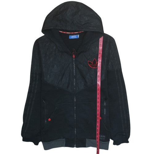 Adidas Mens Black L Hooded Full Zip Sports Jacket