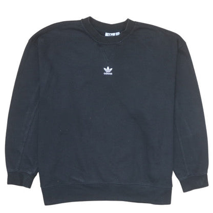Adidas Womens Black Crew Neck Pullover Sweatshirt UK 16 Lined Cotton Blend