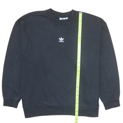 Adidas Womens Black Crew Neck Pullover Sweatshirt UK 16 Lined Cotton Blend