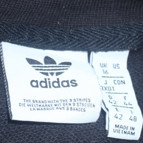 Adidas Womens Black Crew Neck Pullover Sweatshirt UK 16 Lined Cotton Blend
