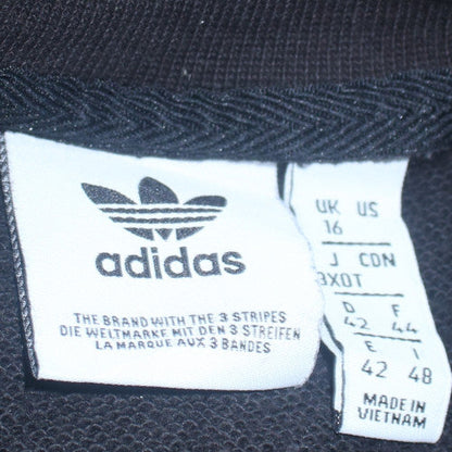 Adidas Womens Black Crew Neck Pullover Sweatshirt UK 16 Lined Cotton Blend
