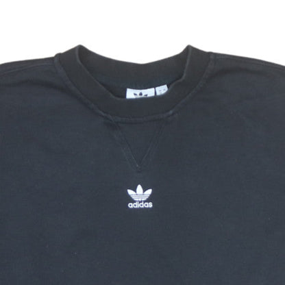 Adidas Womens Black Crew Neck Pullover Sweatshirt UK 16 Lined Cotton Blend