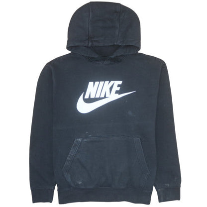 Nike Womens Black Large Pullover Hoodie Sweatshirt Logo Cotton Blend