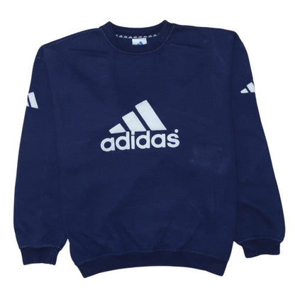 Adidas Men's Blue Crew Neck Sweatshirt Large Logo Classic Fit