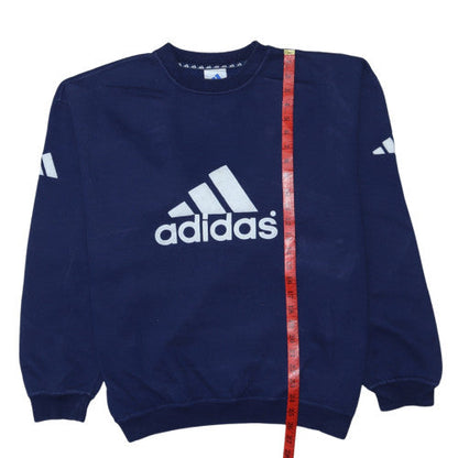 Adidas Men's Blue Crew Neck Sweatshirt Large Logo Classic Fit
