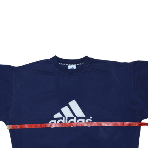Adidas Men's Blue Crew Neck Sweatshirt Large Logo Classic Fit