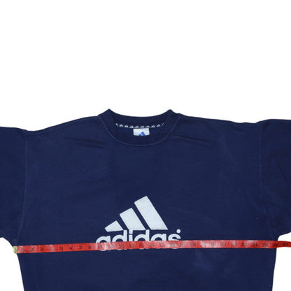 Adidas Men's Blue Crew Neck Sweatshirt Large Logo Classic Fit