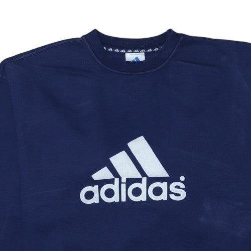 Adidas Men's Blue Crew Neck Sweatshirt Large Logo Classic Fit
