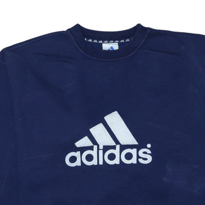 Adidas Men's Blue Crew Neck Sweatshirt Large Logo Classic Fit
