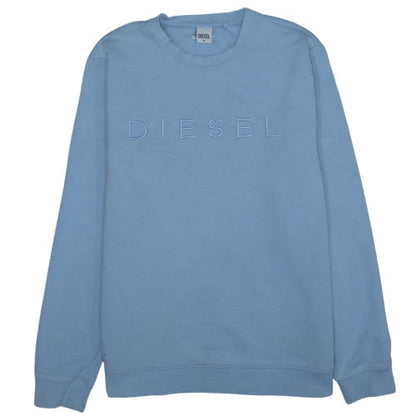 Diesel Men's Blue XL Pullover Sweatshirt Embroidered Logo Crew Neck