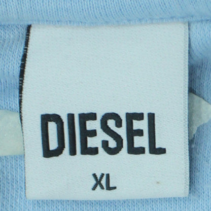 Diesel Men's Blue XL Pullover Sweatshirt Embroidered Logo Crew Neck