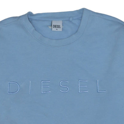 Diesel Men's Blue XL Pullover Sweatshirt Embroidered Logo Crew Neck