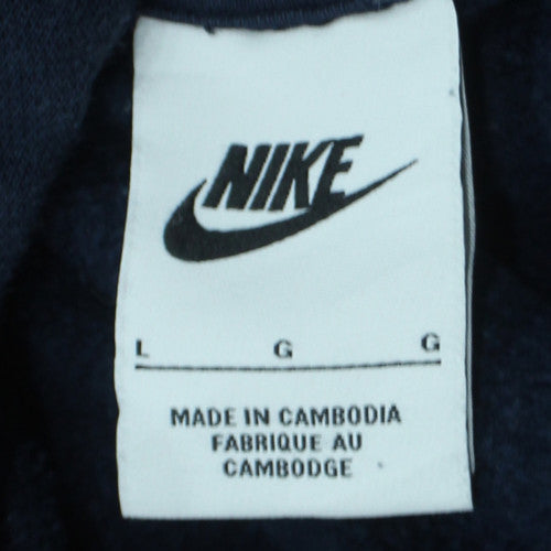 Nike Men's Blue Pullover Hoodie L Sports Graphic Fleece ENG Logo
