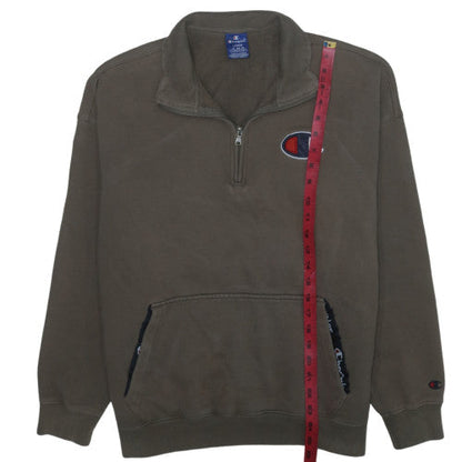 Champion Men's Brown 1/2 Zip Fleece Sweatshirt Size L