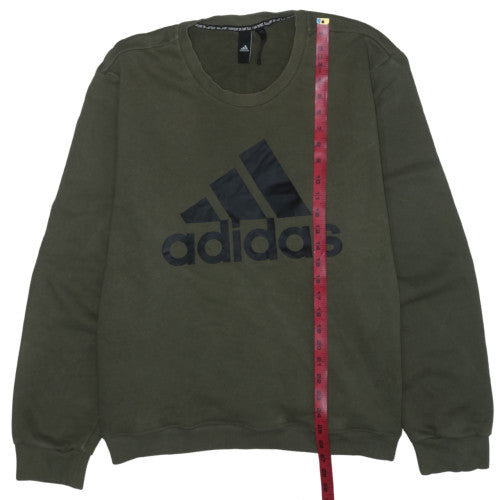 Adidas Mens Green Logo Crew Neck Pullover Sweatshirt Size L